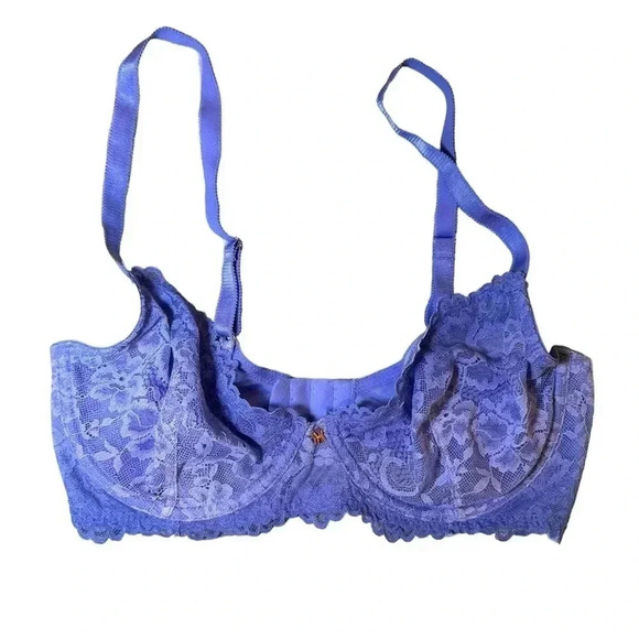 Savage x Fenty Bra 34D Lingerie Rhianna Blue Periwinkle Ombré Lace Underwire - Picture 2 of 8